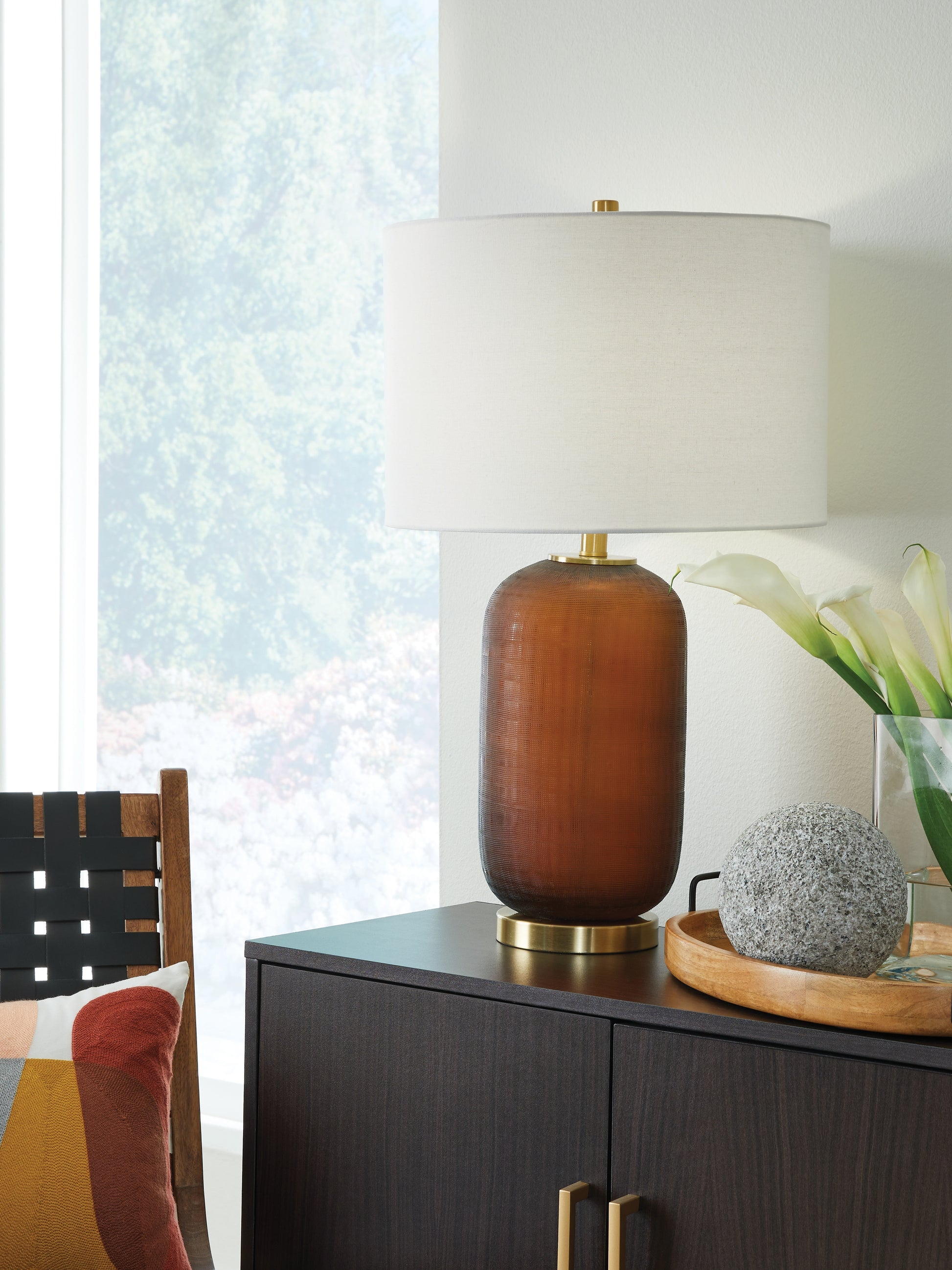 Ocala Furniture Outlet - Ashley Furniture - Farberman Lighting - Glass Table Lamp (1/CN) / Amber - L430864