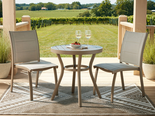 Ocala Furniture Outlet - Ashley Furniture - Mission Beach Outdoor - Chairs w/Table Set (3/CN) / Beige - PCP200-050