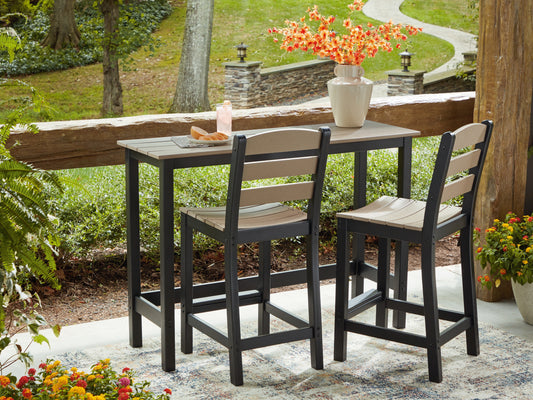 Ocala Furniture Outlet - Ashley Furniture - Shoreline Beach Outdoor - Counter Table Set (3/CN) / Black/Beige - PCP221-113