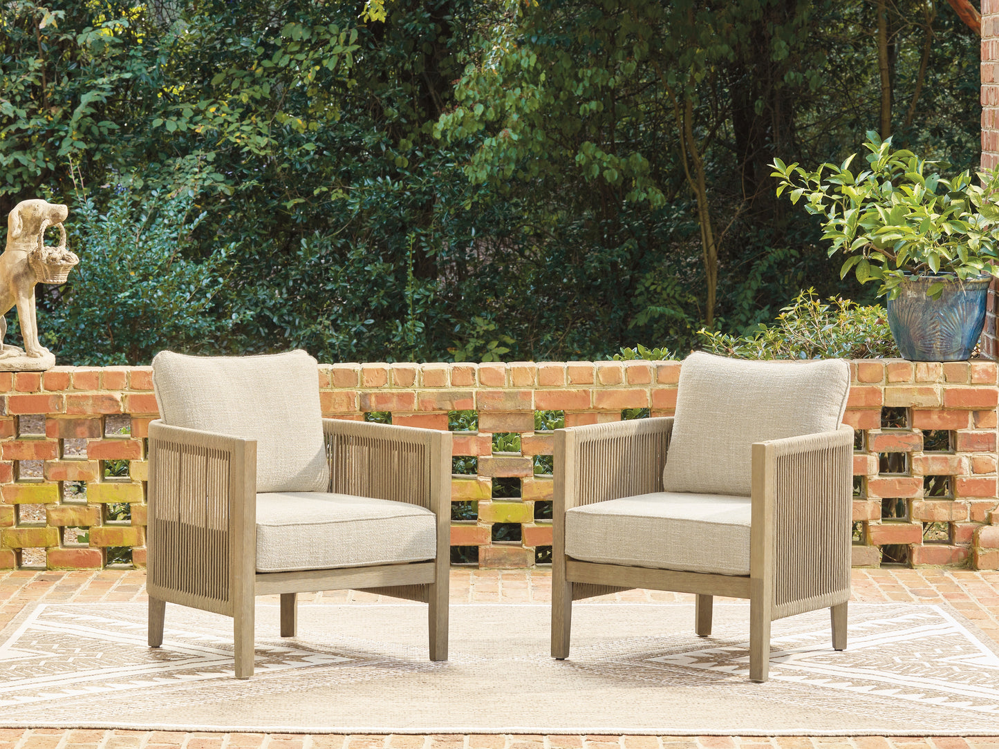 Ocala Furniture Outlet - Ashley Furniture - Spooners Cove Outdoor - Lounge Chair w/Cushion (Set of 2) / Beige - PCP469-820