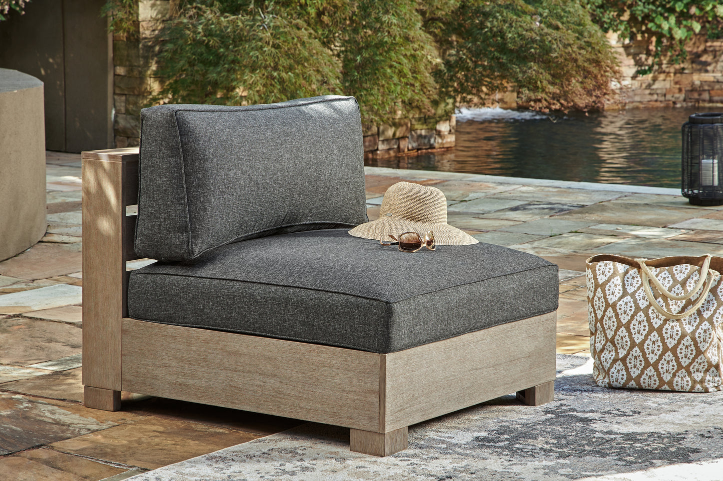Ocala Furniture Outlet - Ashley Furniture - Citrine Park Outdoor - Armless Chair w/Cushion (1/CN) / Brown/Charcoal - P660-846