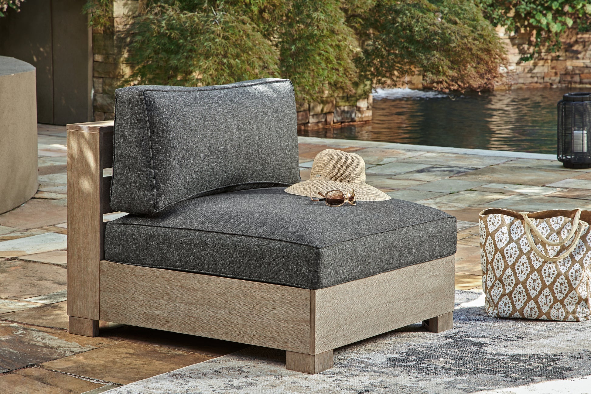 Ocala Furniture Outlet - Ashley Furniture - Citrine Park Outdoor - Armless Chair w/Cushion (1/CN) / Brown/Charcoal - P660-846
