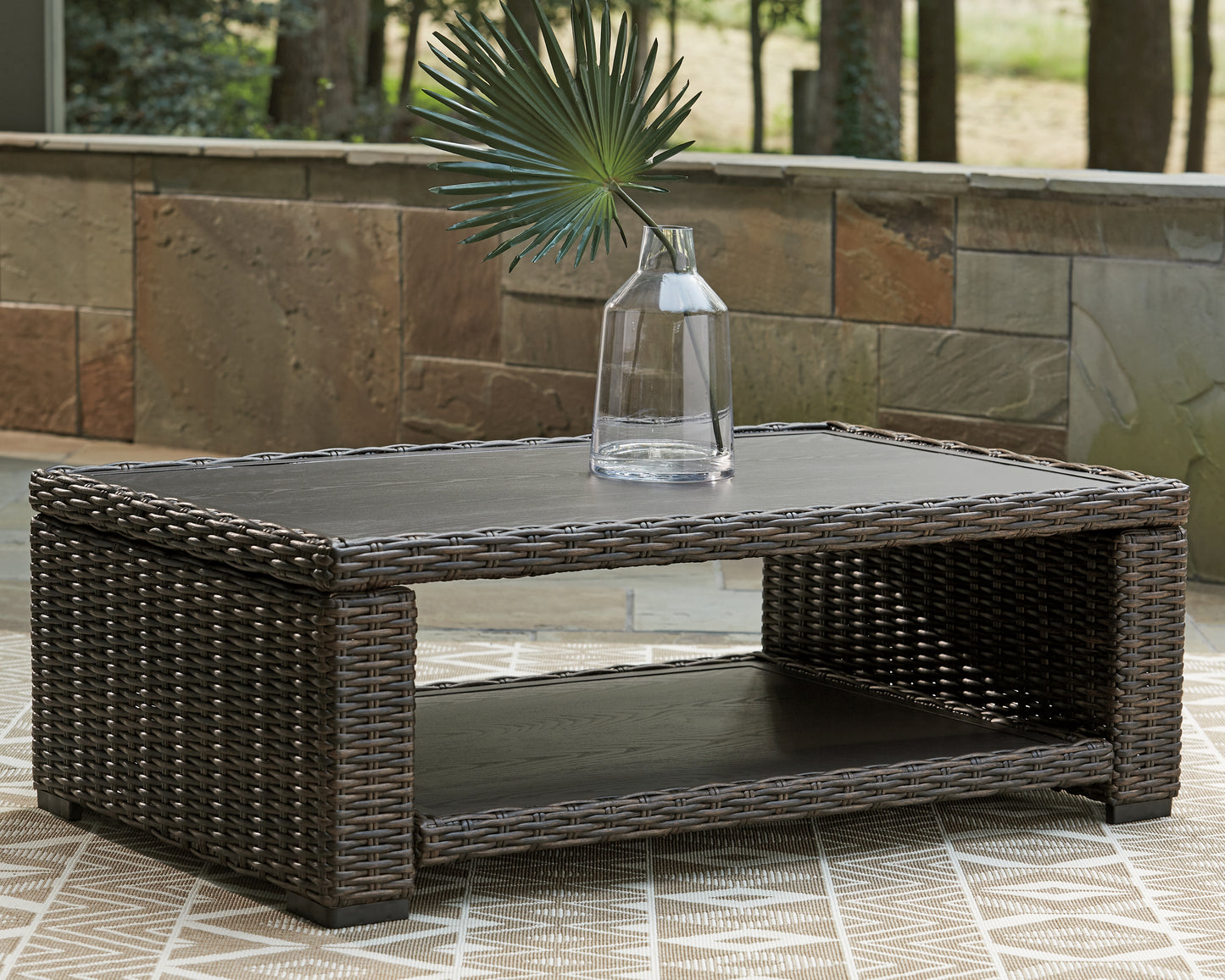 Ocala Furniture Outlet - Ashley Furniture - Grasson Lane Outdoor - Rectangular Cocktail Table / Brown - P783-701