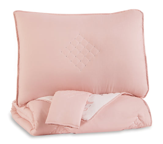 Ocala Furniture Outlet - Ashley Furniture - Lexann Full Comforter Set - Full Comforter Set / Pink/White/Gray - Q901003F