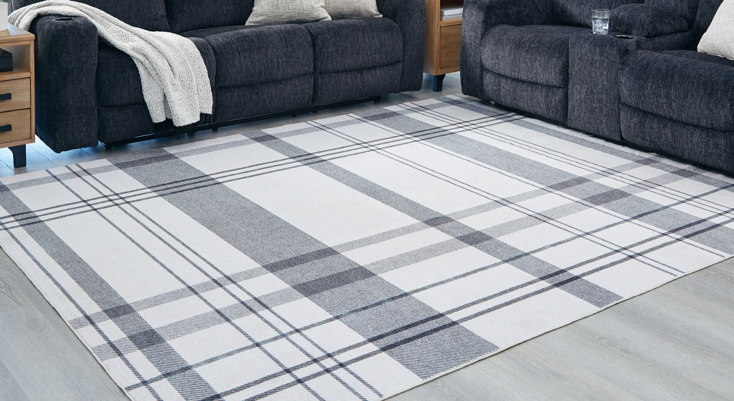 Ocala Furniture Outlet - Ashley Furniture - Kaidlow Rug - 7'7" x 9'8" Washable Rug / Gray/Cream - R405911