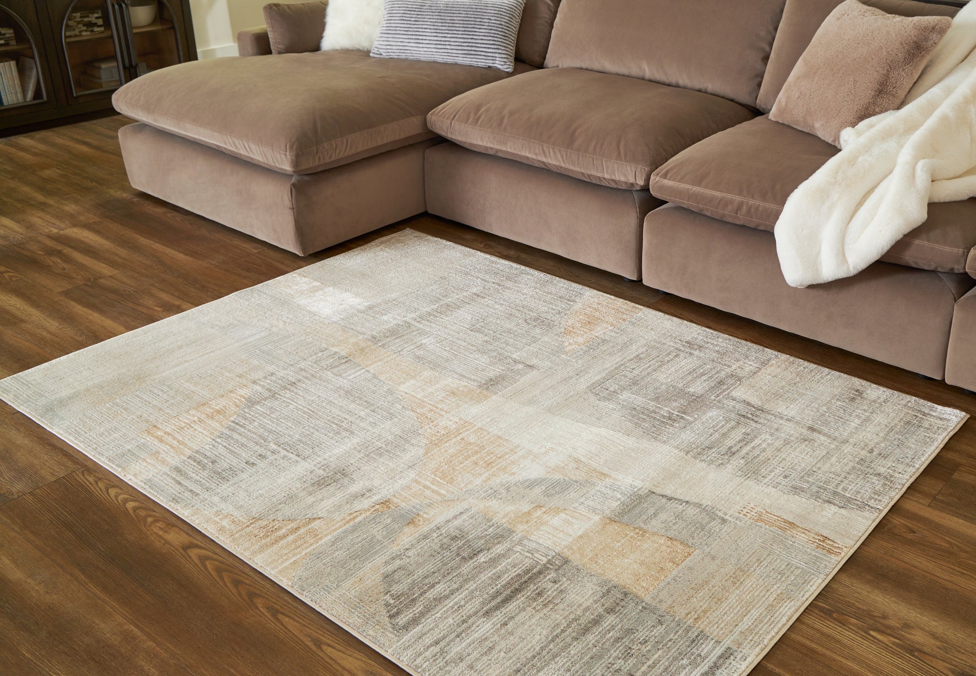 Ocala Furniture Outlet - Ashley Furniture - Truward Rug - 8' x 10' Rug / Linen/Gray/Caramel - R406471