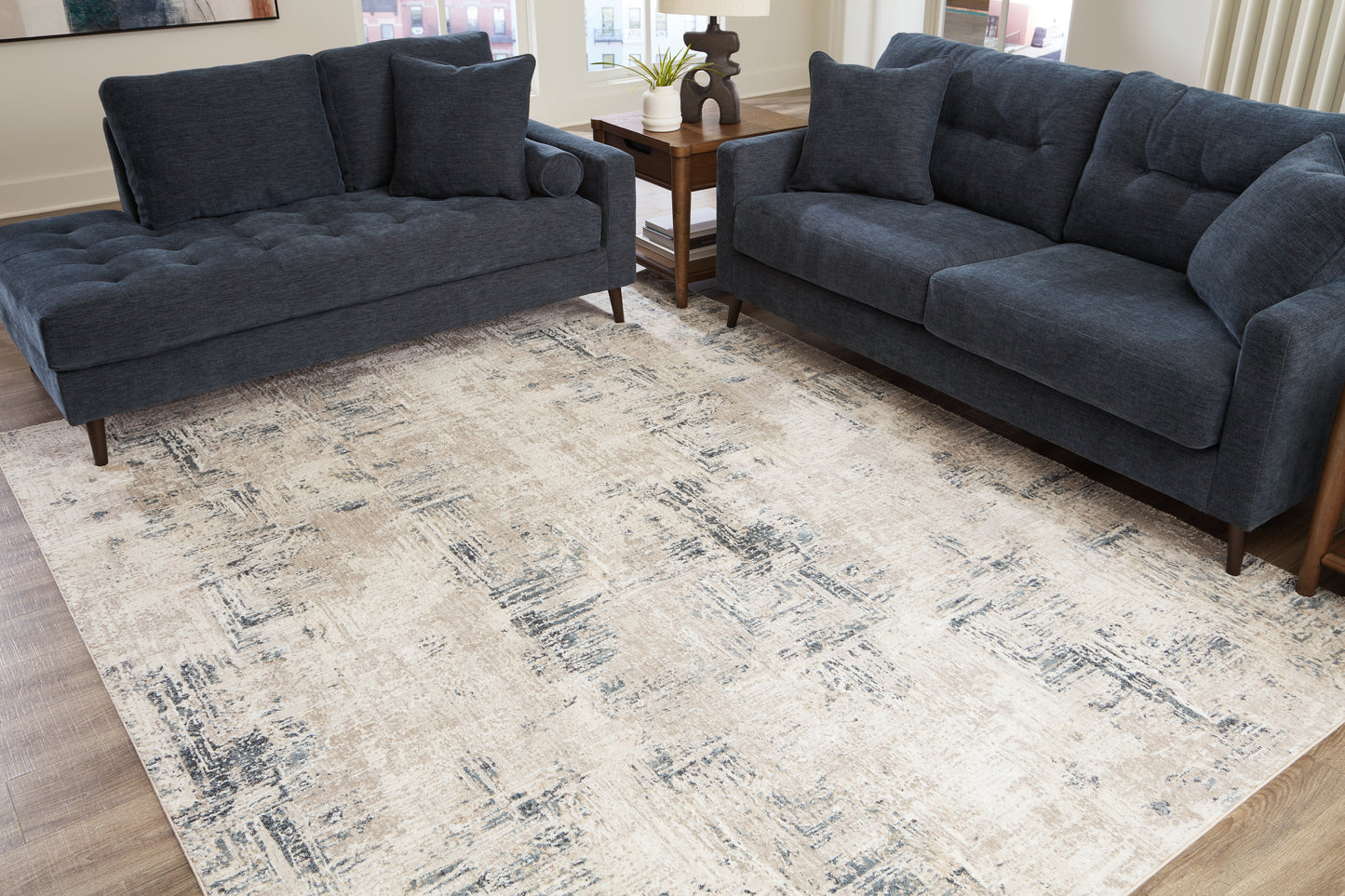 Ocala Furniture Outlet - Ashley Furniture - Gentor Rug - 8' x 10' Rug / Blue/Ivory - R406521