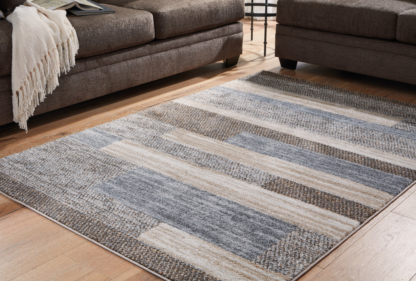 Ocala Furniture Outlet - Ashley Furniture - Sethburn Rug - 8' x 10' Rug / Cream/Brown/Gray - R406591
