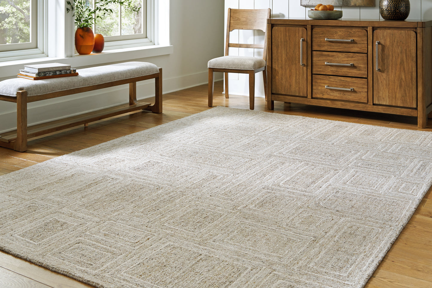 Ocala Furniture Outlet - Ashley Furniture - Brickburgh Rug - 8' x 10' Rug / Gray/Ivory/Honey - R406901