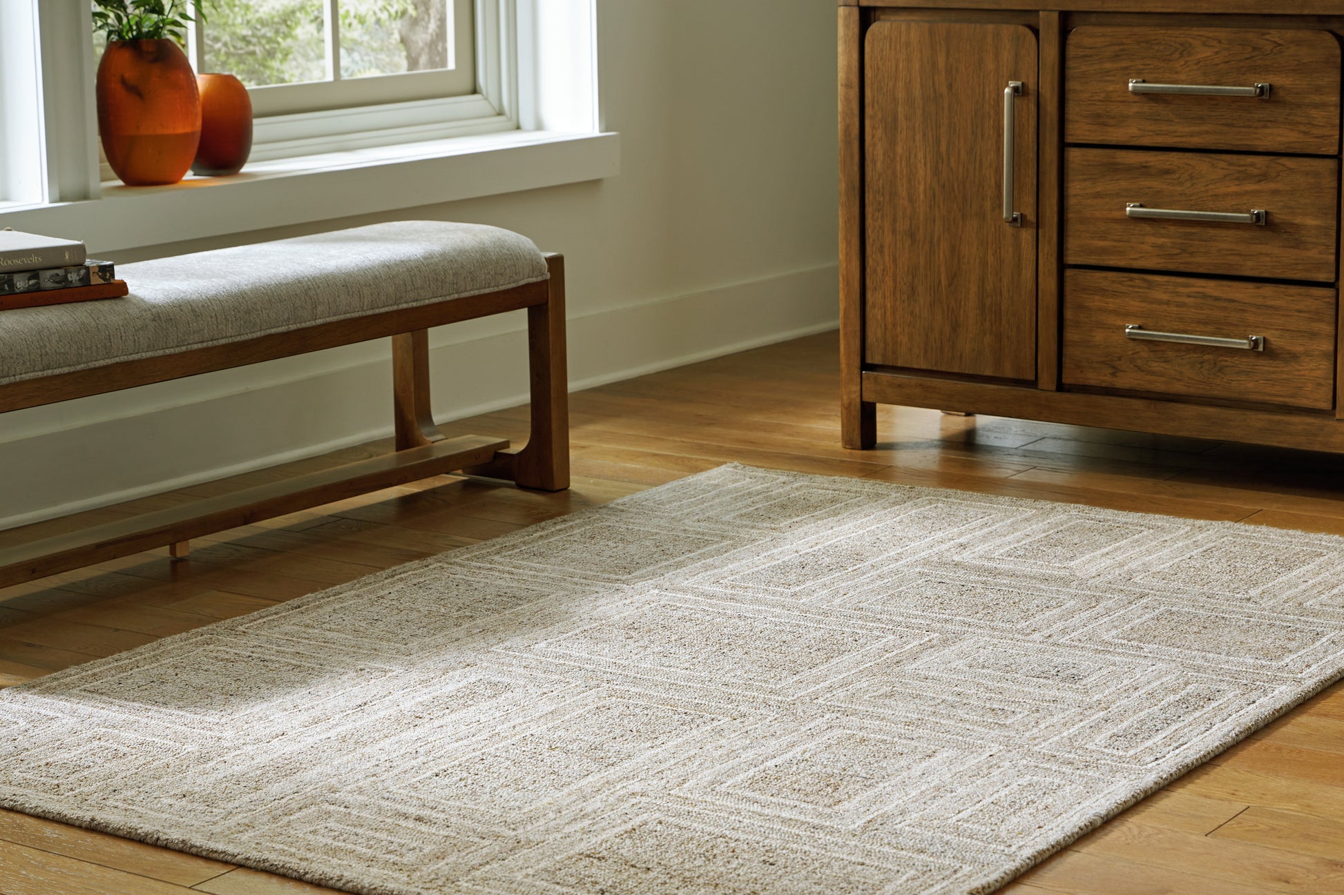 Ocala Furniture Outlet - Ashley Furniture - Brickburgh Rug - 10' x 14' Rug / Gray/Ivory/Honey - R406900
