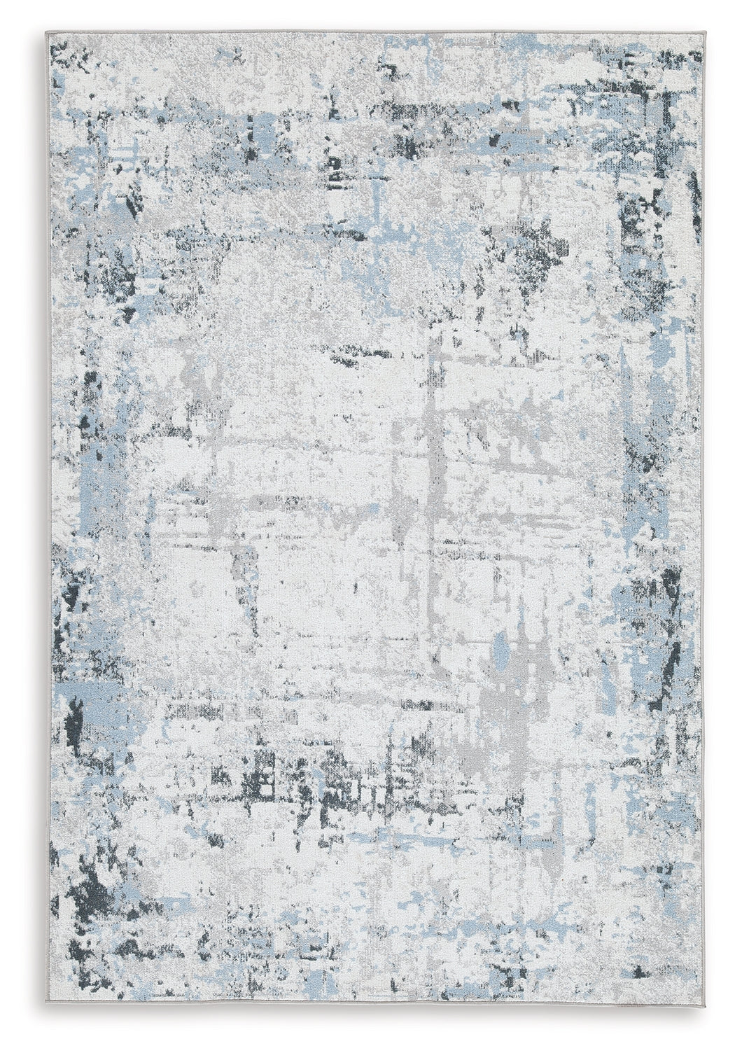 Ocala Furniture Outlet - Ashley Furniture - Emertonly Rug - 8' x 10' Washable Rug / Blue/White/Gray - R406981