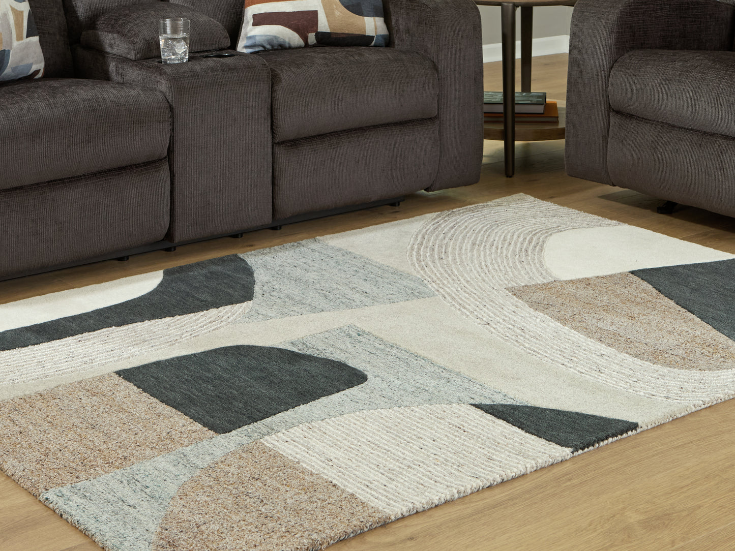Ocala Furniture Outlet - Ashley Furniture - Edrickhill Rug - 5' x 7' Rug / Grayish Teal/Taupe/Cream - R407122