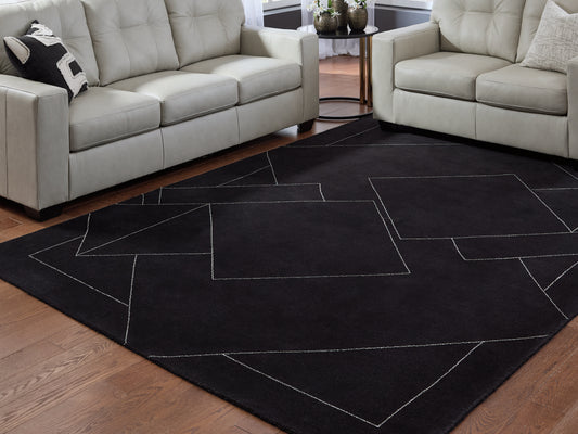 Ocala Furniture Outlet - Ashley Furniture - Marav Rug - 5' x 7' Area Rug / Black/White - R407532