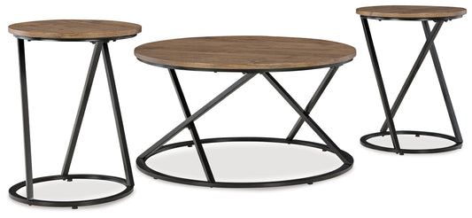 Ocala Furniture Outlet - Ashley Furniture - Cassbryn Table (Set of 3) - Occasional Table Set (3/CN) / Brown/Black - T152-13