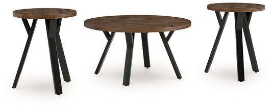 Ocala Furniture Outlet - Ashley Furniture - Elbrynn Table (Set of 3) - Occasional Table Set (3/CN) / Brown/Black - T153-13