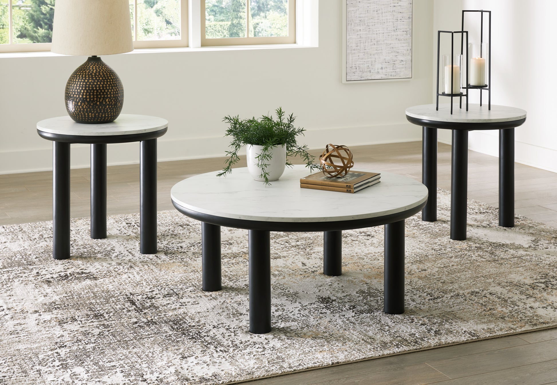 Ocala Furniture Outlet - Ashley Furniture - Xandrum Table (Set of 3) - Occasional Table Set (3/CN) / Black/White - T159-13