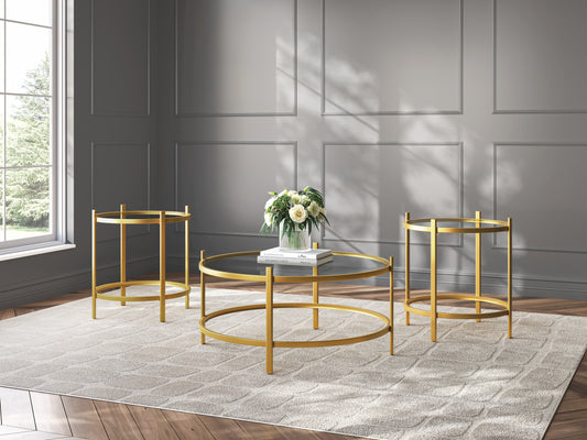 Ocala Furniture Outlet - Ashley Furniture - Pearlox Table (Set of 3) - Occasional Table Set (3/CN) / Gold - T173-13