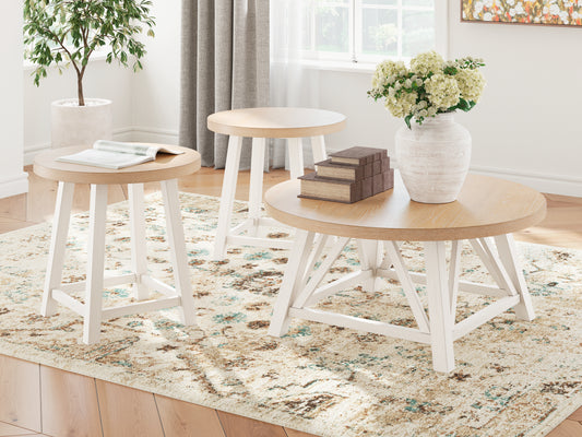 Ocala Furniture Outlet - Ashley Furniture - Fawndell Table (Set of 3) - Occasional Table Set (3/CN) / Antique White/Brown - T193-13