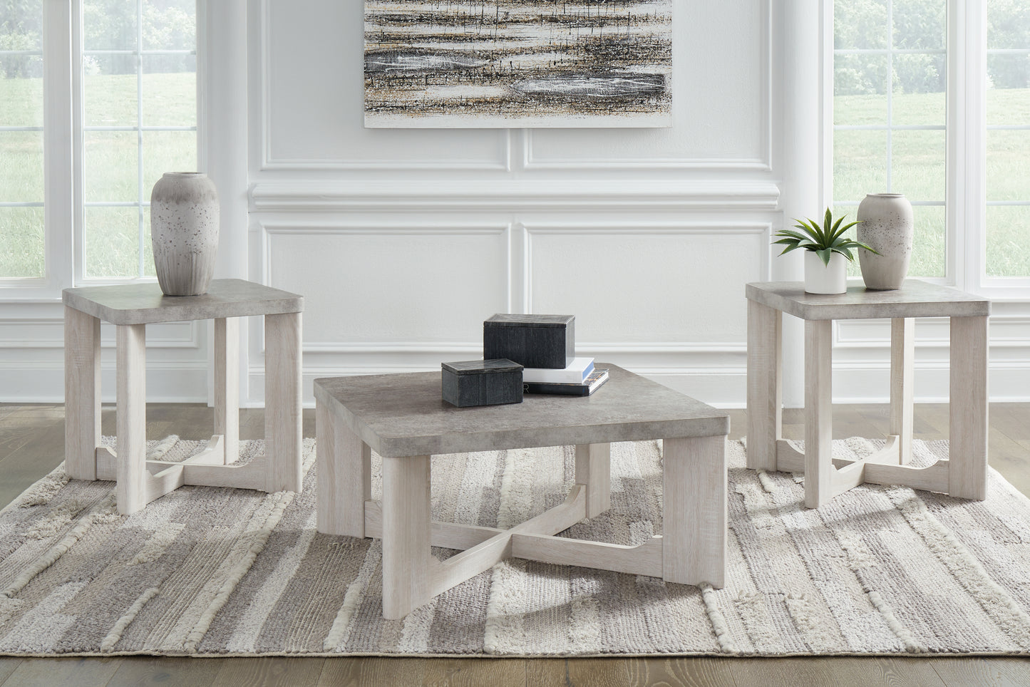 Ocala Furniture Outlet - Ashley Furniture - Garnilly Table (Set of 3) - Occasional Table Set (3/CN) / Whitewash - T247-13