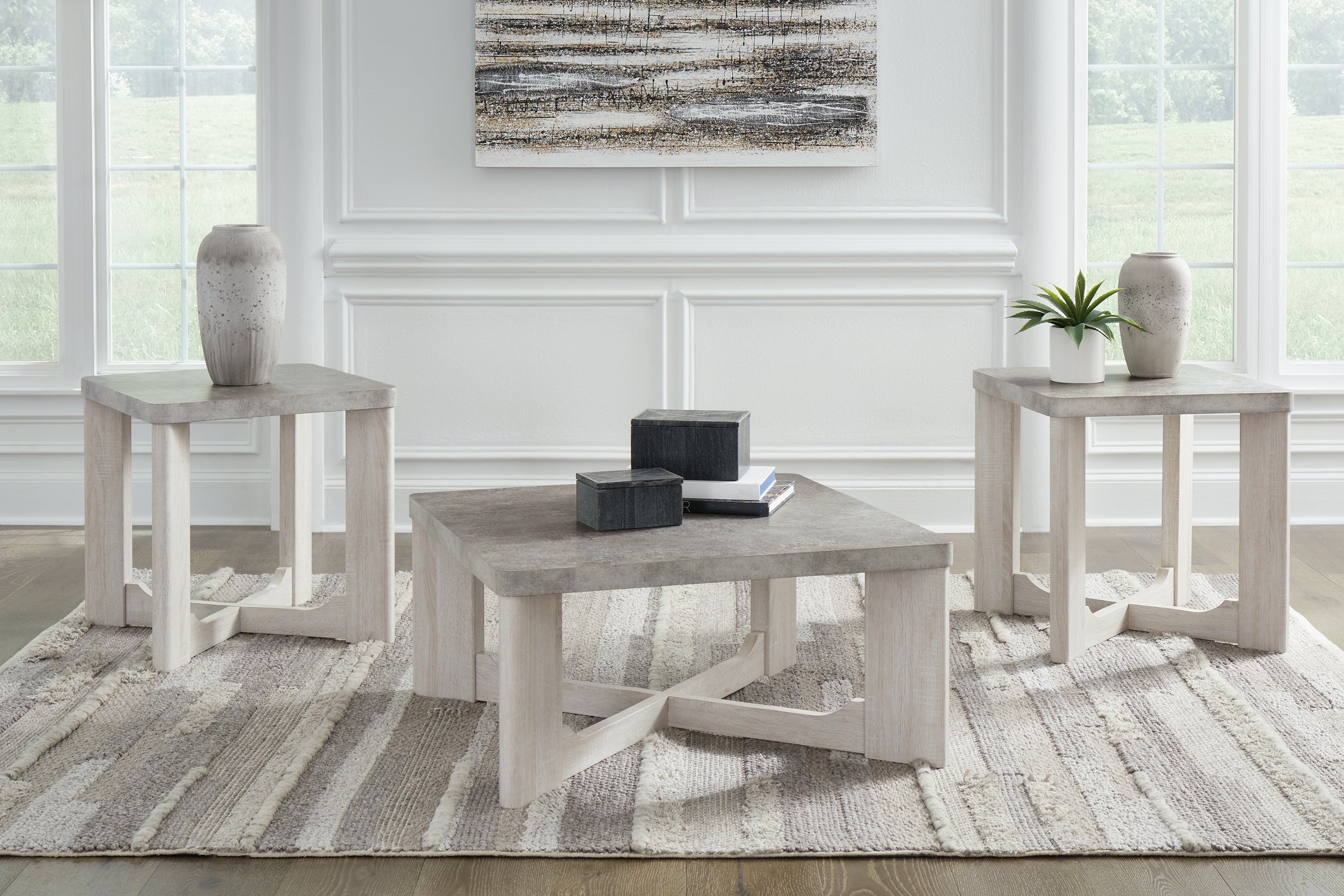 Ocala Furniture Outlet - Ashley Furniture - Garnilly Table (Set of 3) - Occasional Table Set (3/CN) / Whitewash - T247-13