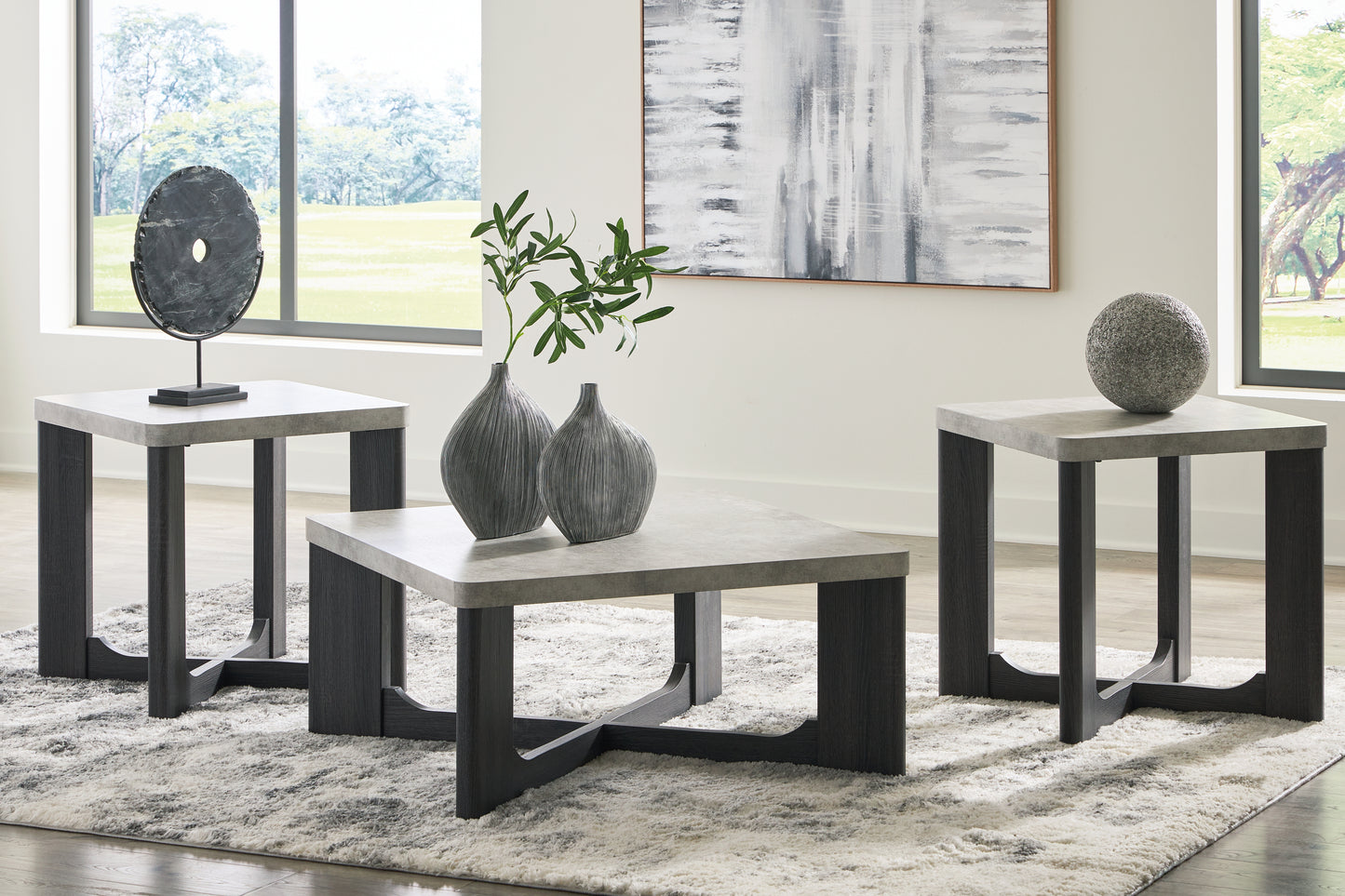 Ocala Furniture Outlet - Ashley Furniture - Sharstorm Table (Set of 3) - Occasional Table Set (3/CN) / Two-tone Gray - T251-13