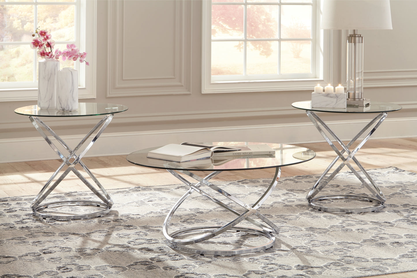 Ocala Furniture Outlet - Ashley Furniture - Hollynyx Table (Set of 3) - Occasional Table Set (3/CN) / Chrome Finish - T270-13