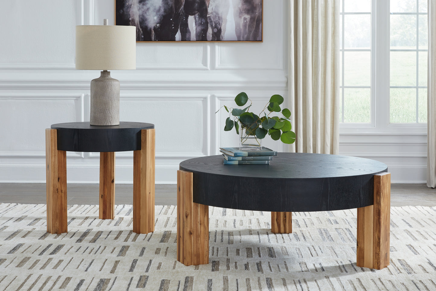 Ocala Furniture Outlet - Ashley Furniture - Breenmore Table (Set of 2) - Occasional Table Set (Set of 2) / Black/Natural - T322-12