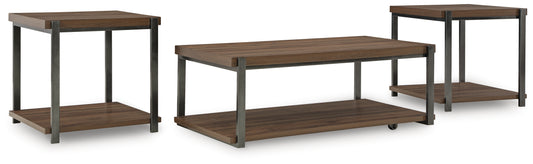 Ocala Furniture Outlet - Ashley Furniture - Trindwick Table (Set of 3) - Occasional Table Set (3/CN) / Brown/Gun Metal - T381-13