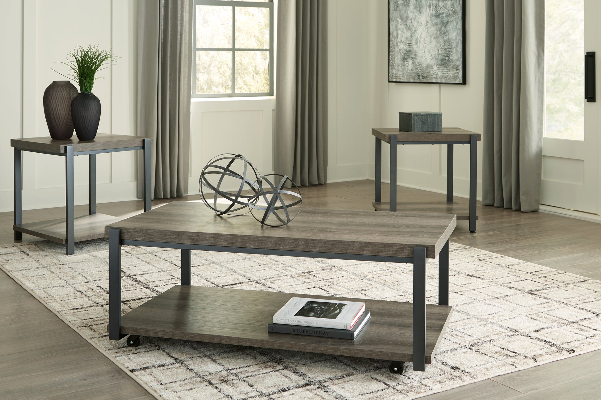 Ocala Furniture Outlet - Ashley Furniture - Wilmaden Table (Set of 3) - Occasional Table Set (3/CN) / Gray/Black - T393-13