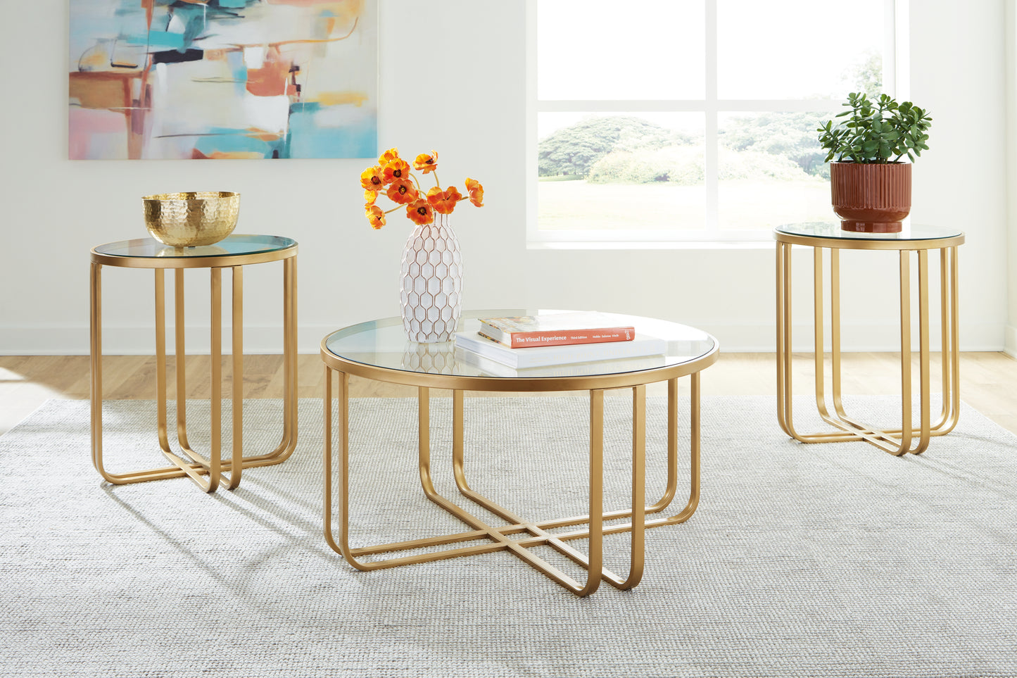 Ocala Furniture Outlet - Ashley Furniture - Milloton Table (Set of 3) - Occasional Table Set (3/CN) / Gold - T398-13