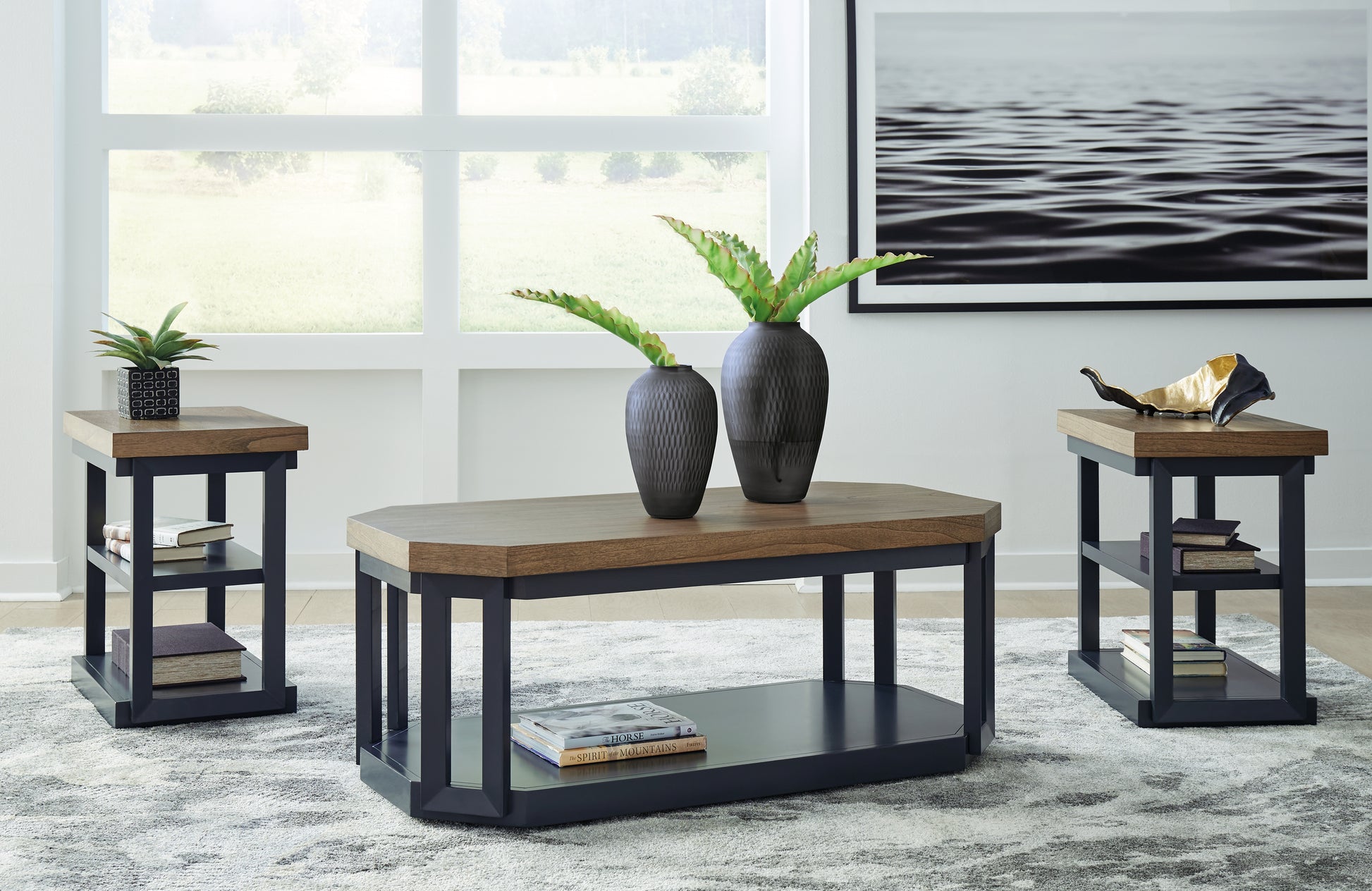 Ocala Furniture Outlet - Ashley Furniture - Landocken Table (Set of 3) - Occasional Table Set (3/CN) / Brown/Blue - T402-13