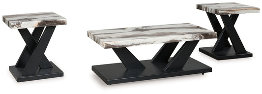Ocala Furniture Outlet - Ashley Furniture - Cendill Table (Set of 3) - Occasional Table Set (3/CN) / Dark Brown/White/Black - T403-13