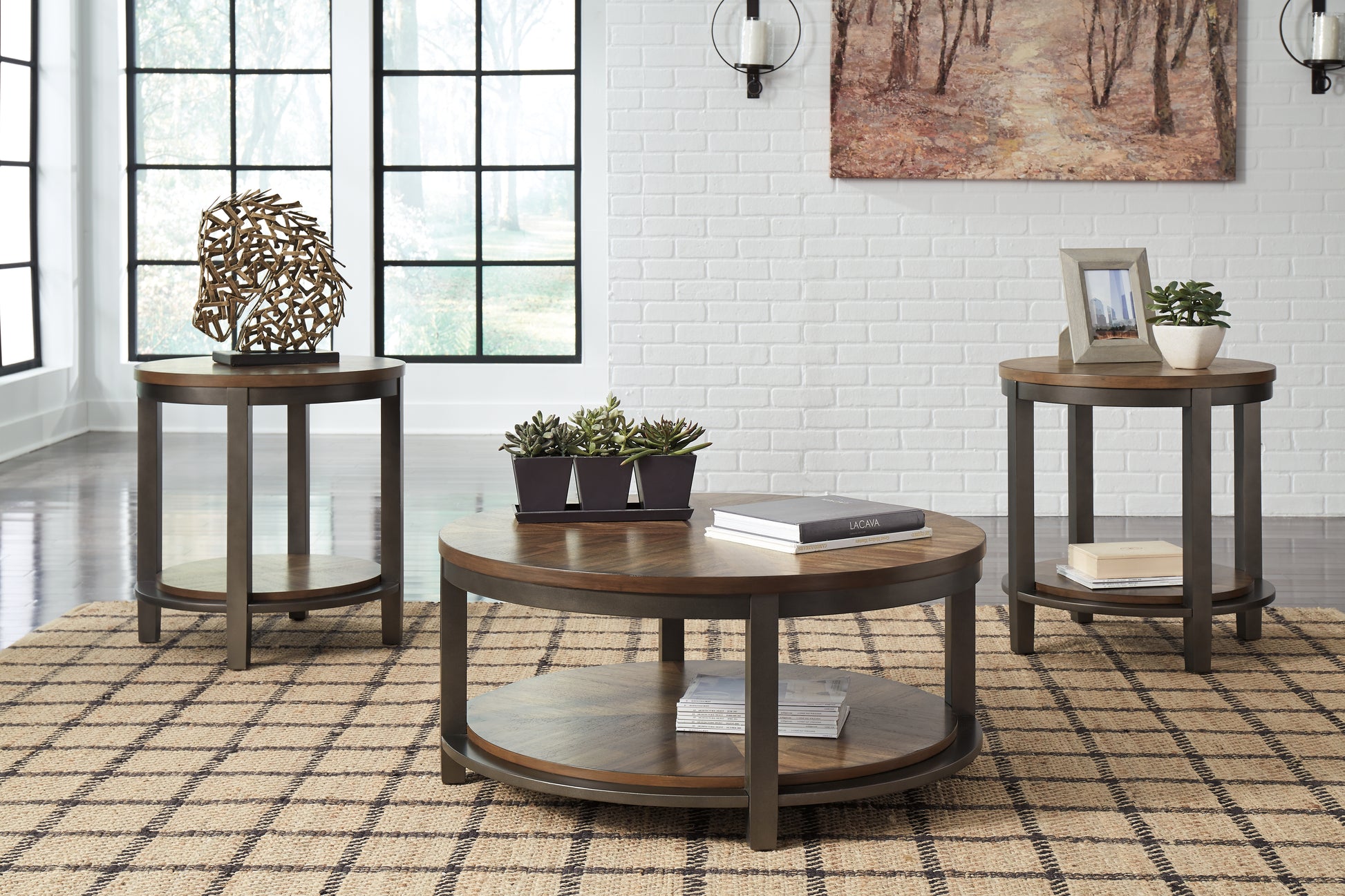 Ocala Furniture Outlet - Ashley Furniture - Roybeck Table (Set of 3) - Occasional Table Set (3/CN) / Light Brown/Bronze - T411-13