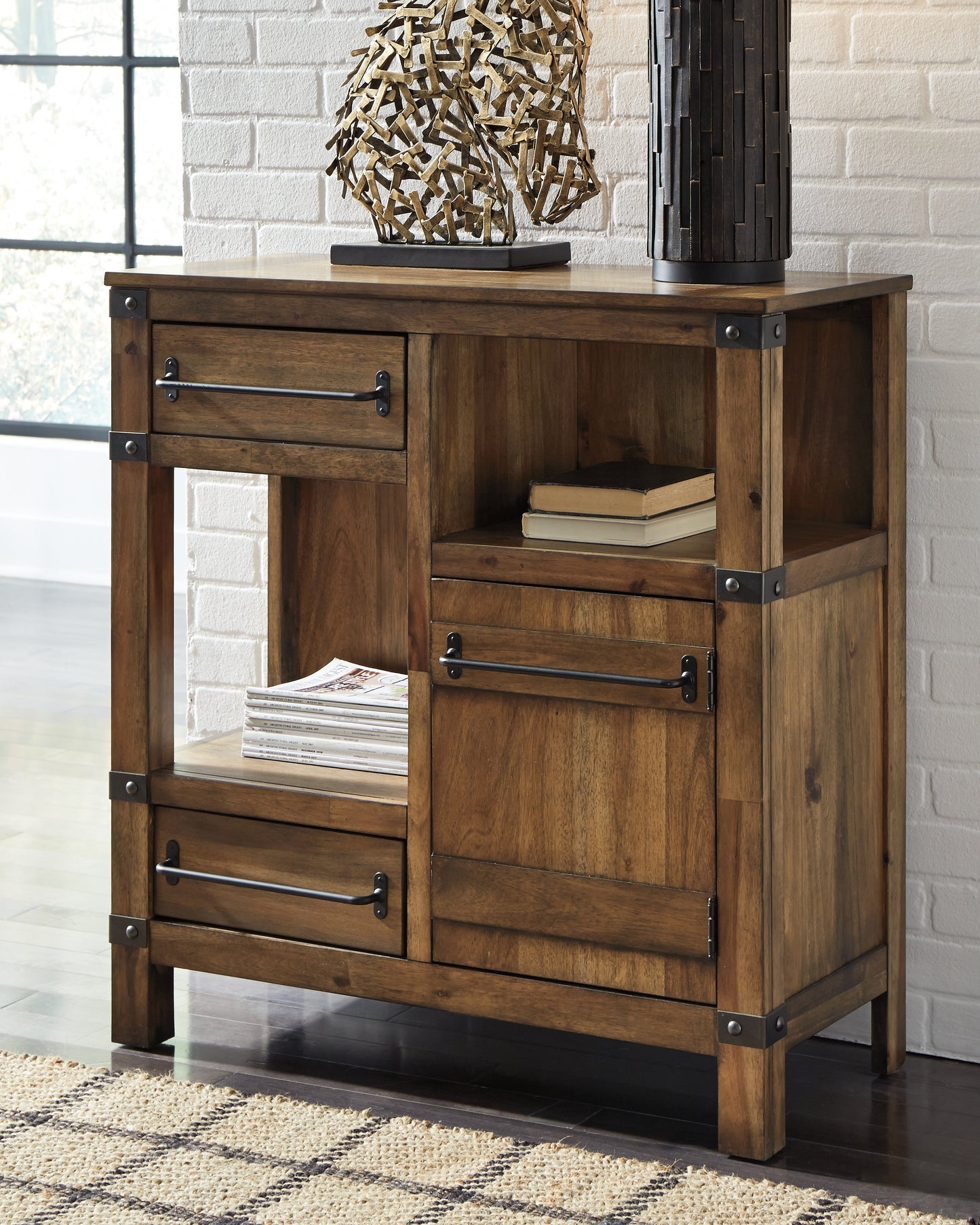 Ocala Furniture Outlet - Ashley Furniture - Roybeck Accent Cabinet - Accent Cabinet / Light Brown/Bronze - T411-40