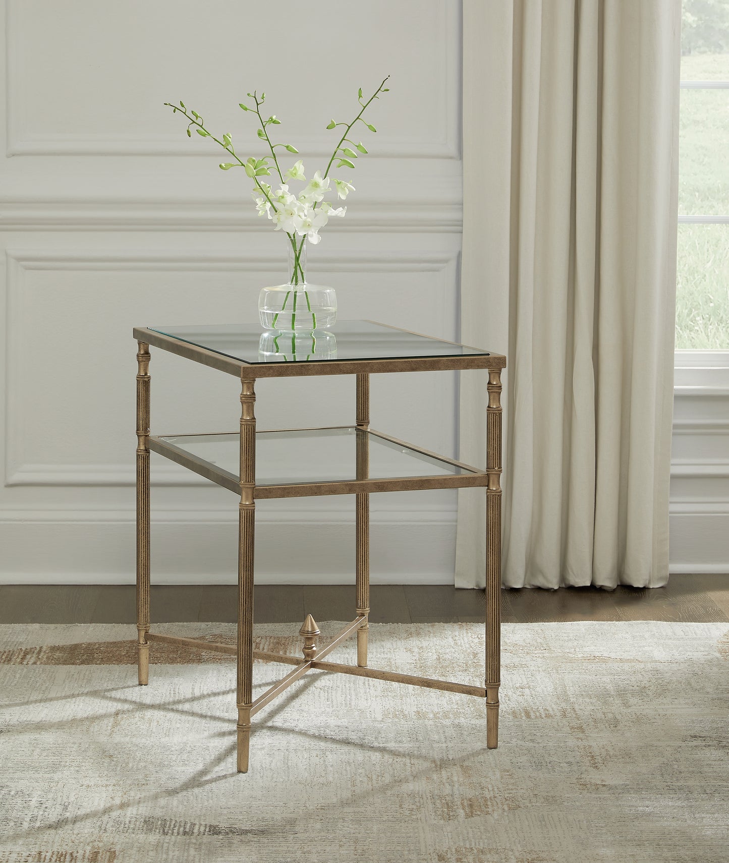 Ocala Furniture Outlet - Ashley Furniture - Cloverty End Table - Rectangular End Table / Aged Gold Finish - T440-3