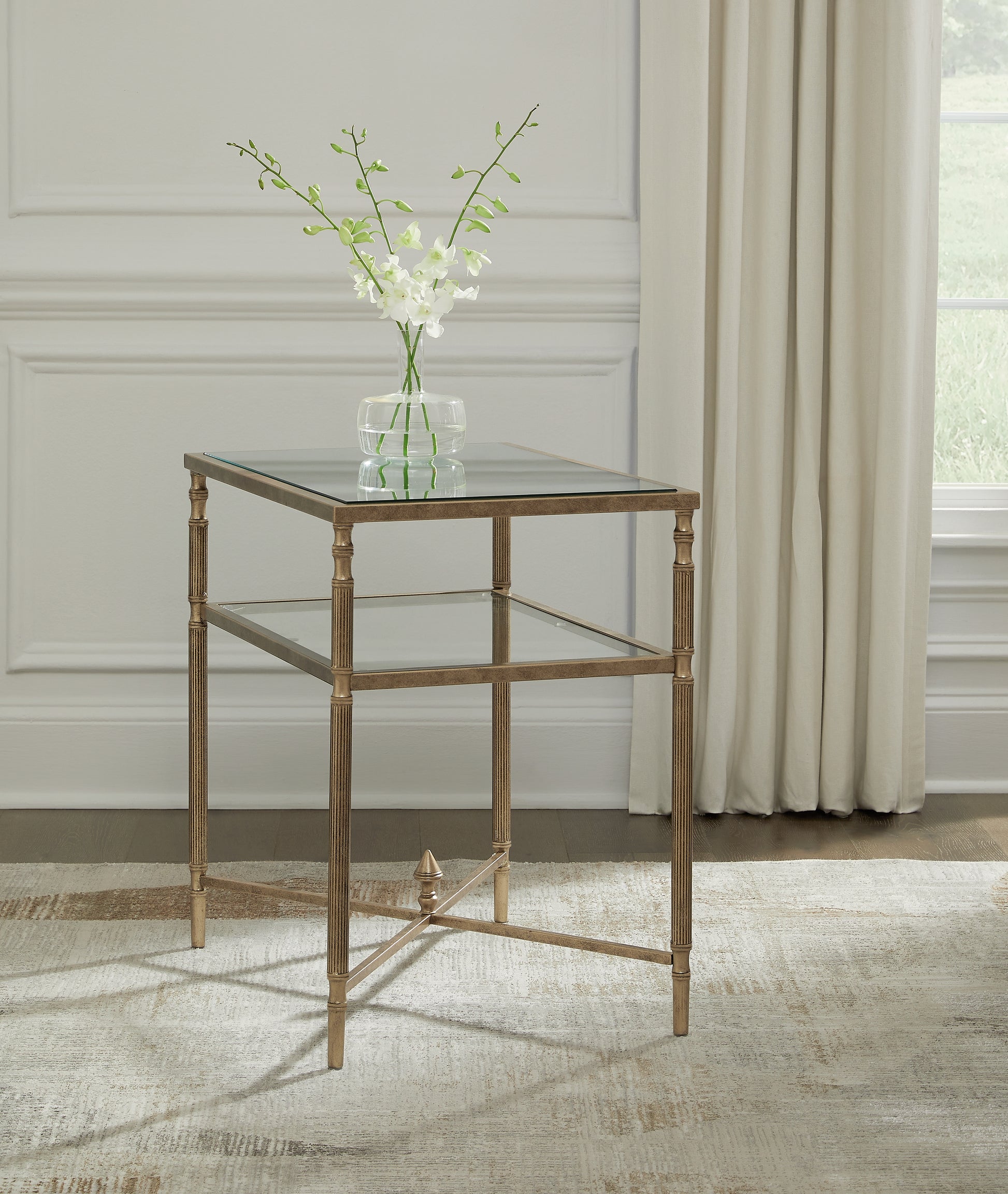 Ocala Furniture Outlet - Ashley Furniture - Cloverty End Table - Rectangular End Table / Aged Gold Finish - T440-3