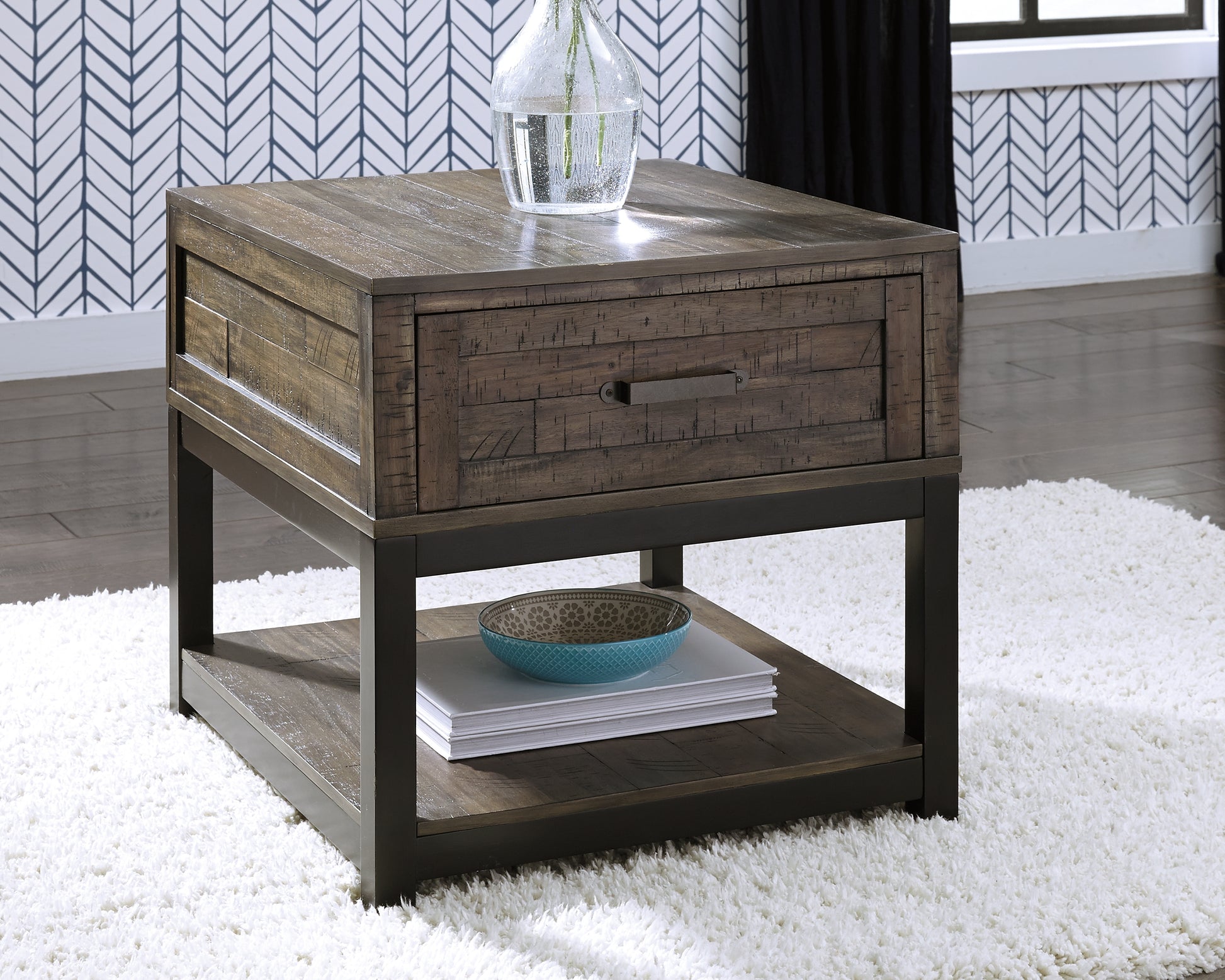 Ocala Furniture Outlet - Ashley Furniture - Johurst End Table - Rectangular End Table / Grayish Brown - T444-3