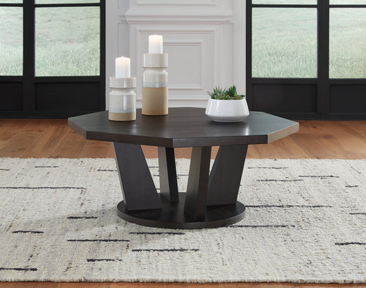 Ocala Furniture Outlet - Ashley Furniture - Chasinfield Coffee Table - Octagon Cocktail Table / Dark Brown - T458-8