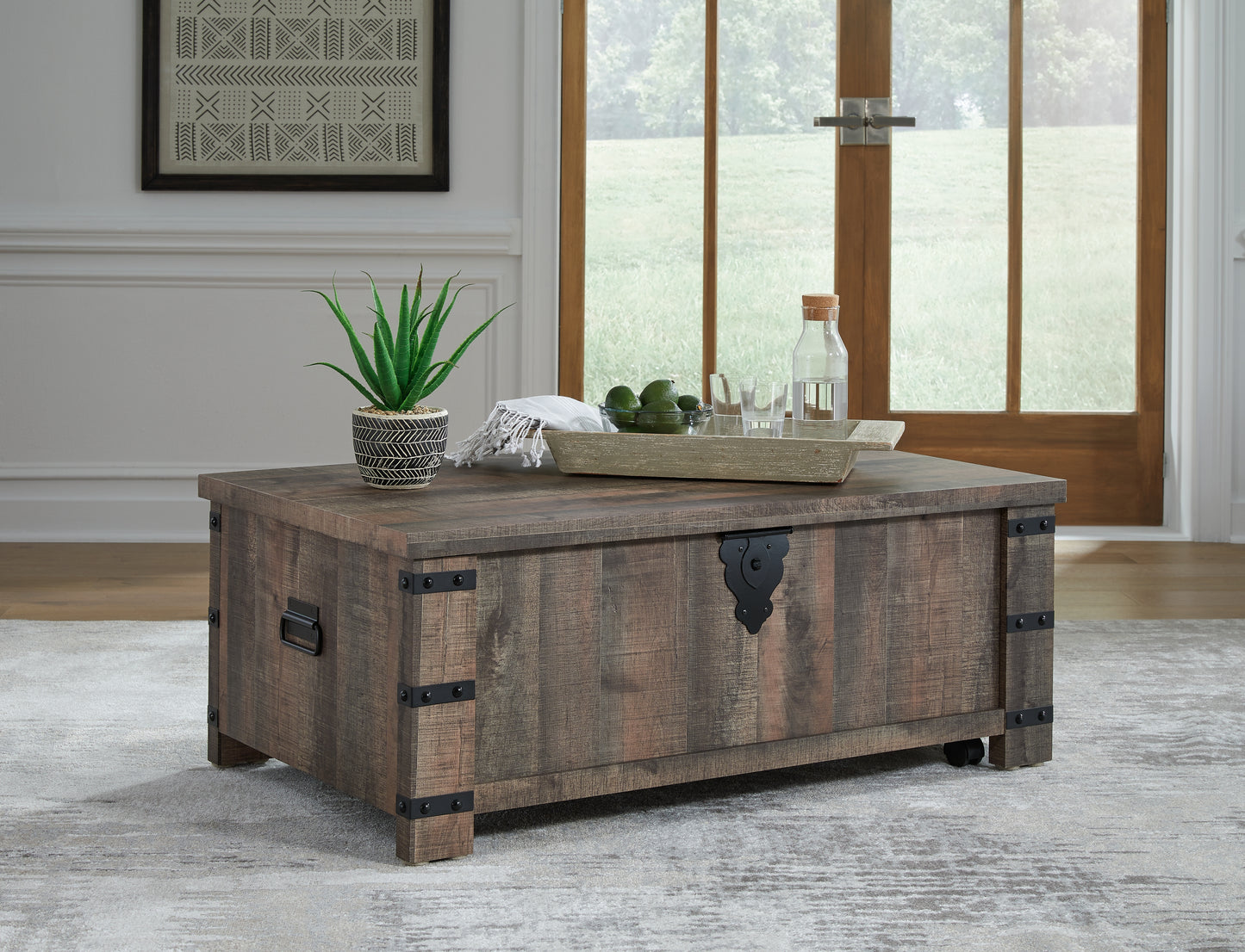 Ocala Furniture Outlet - Ashley Furniture - Hollum Lift-Top Coffee Table - Lift Top Cocktail Table / Rustic Brown - T466-9