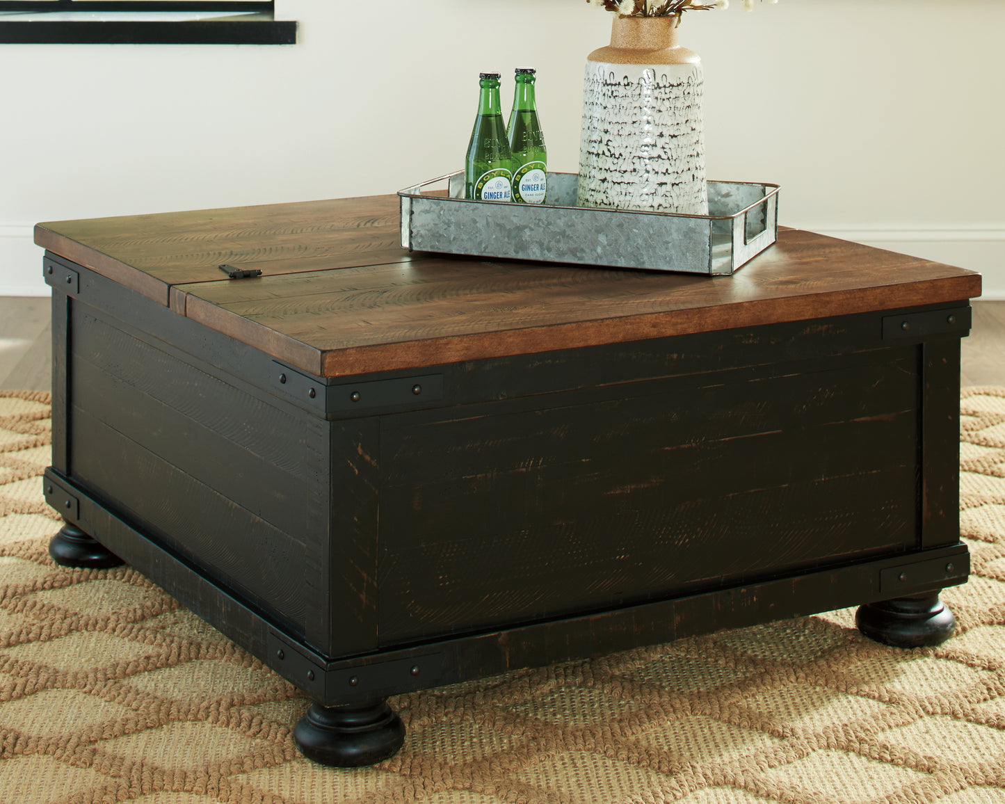 Ocala Furniture Outlet - Ashley Furniture - Valebeck Coffee Table with Lift Top - Lift Top Cocktail Table / Black/Brown - T468-00