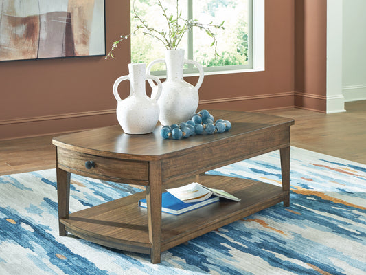 Ocala Furniture Outlet - Ashley Furniture - Burkbyer Coffee Table - Rectangular Cocktail Table / Brown - T513-1