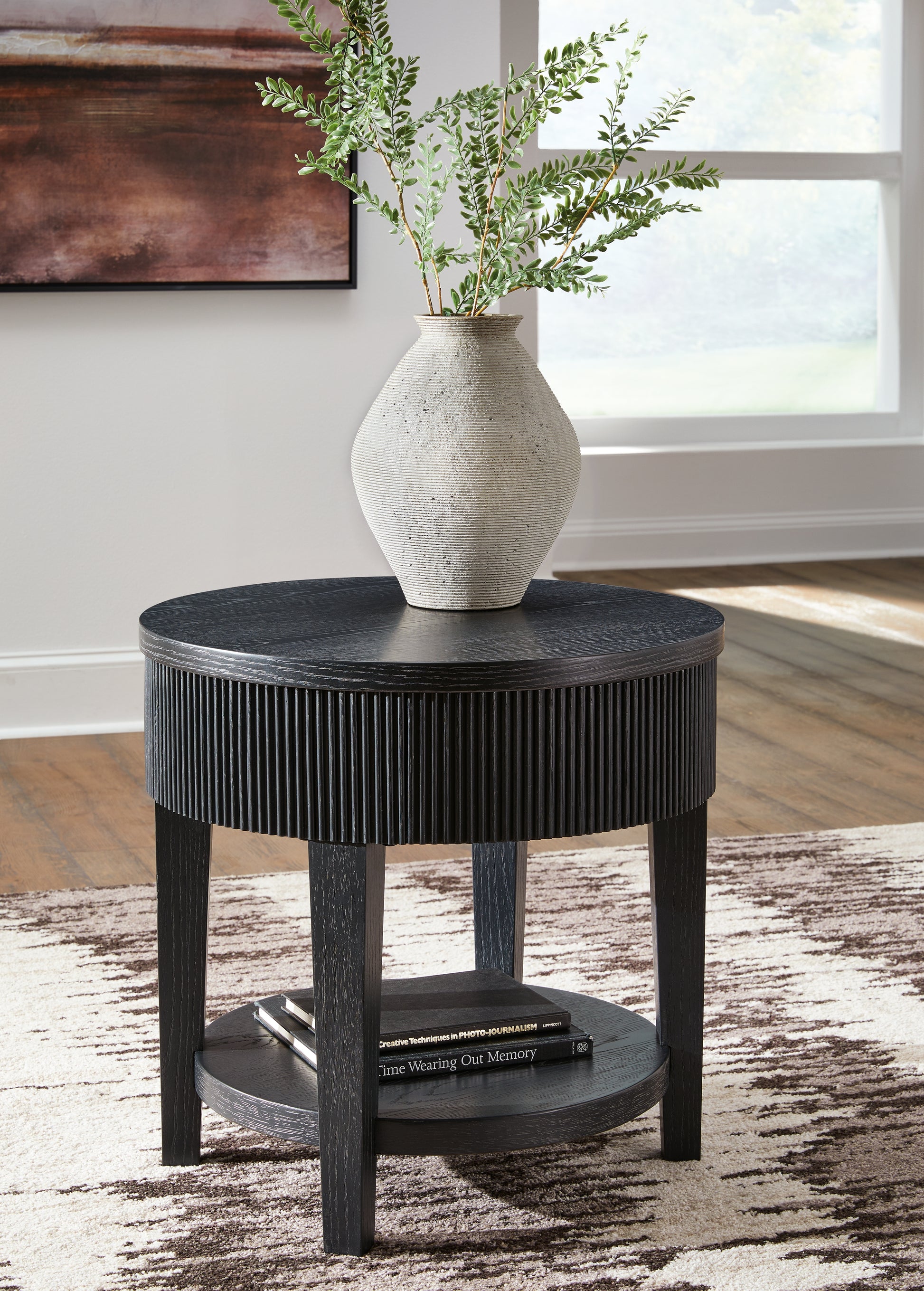 Ocala Furniture Outlet - Ashley Furniture - Marstream End Table - Round End Table / Black - T551-6