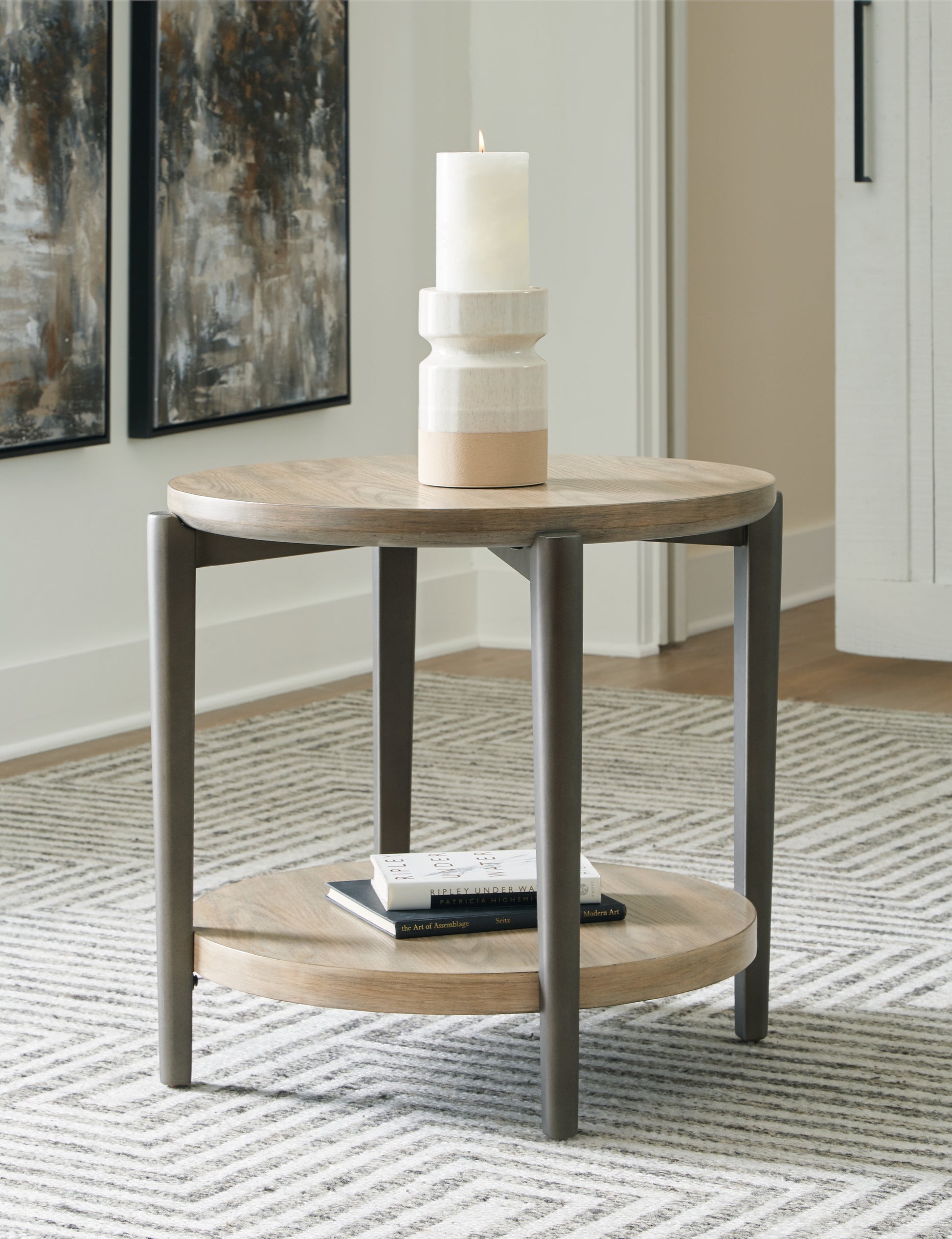 Ocala Furniture Outlet - Ashley Furniture - Dyonton End Table - Round End Table / Light Grayish Brown - T574-6