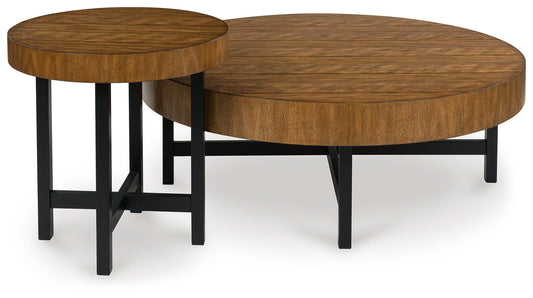 Ocala Furniture Outlet - Ashley Furniture - Steenlage Table (Set of 2) - Occasional Table Set (Set of 2) / Brown/Black - T575-12