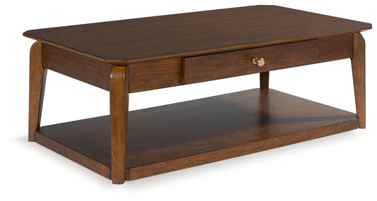 Ocala Furniture Outlet - Ashley Furniture - Trenmour Coffee Table - Rectangular Cocktail Table / Medium Brown - T596-1