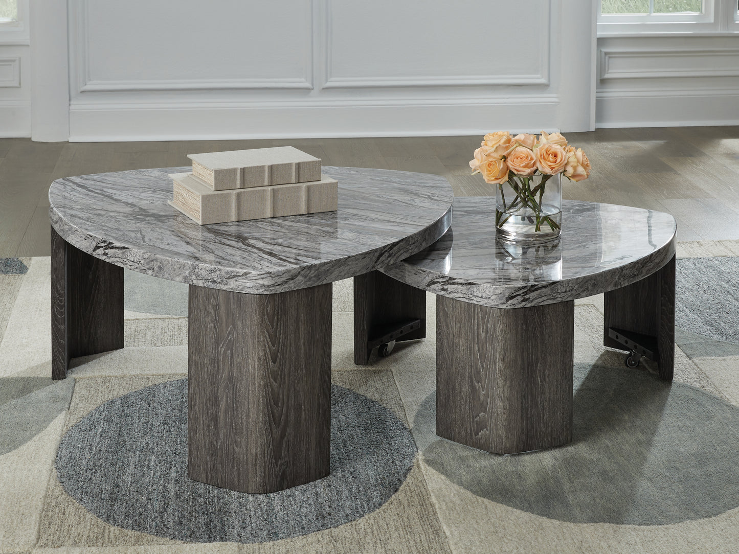 Ocala Furniture Outlet - Ashley Furniture - Surmour Stacked Coffee Table - Stacked Cocktail Table / Gray/Brown - T600-0