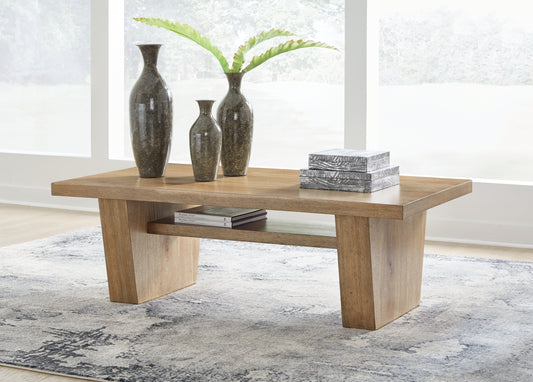 Ocala Furniture Outlet - Ashley Furniture - Kristiland Coffee Table - Rectangular Cocktail Table / Light Brown - T674-1