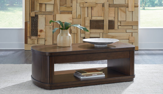 Ocala Furniture Outlet - Ashley Furniture - Korestone Lift-Top Coffee Table - Lift Top Cocktail Table / Dark Brown - T679-9