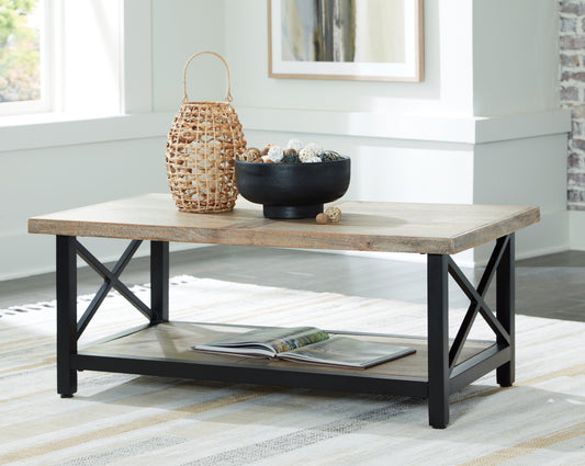 Ocala Furniture Outlet - Ashley Furniture - Bristenfort Coffee Table - Rectangular Cocktail Table / Brown/Black - T685-1