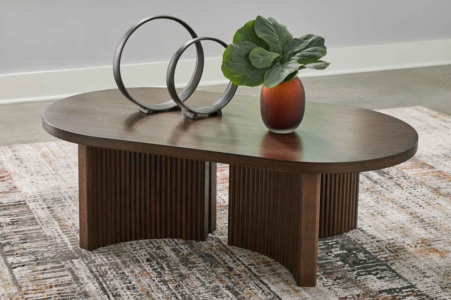 Ocala Furniture Outlet - Ashley Furniture - Korestone Coffee Table - Rectangular Cocktail Table / Dark Brown - T438-1